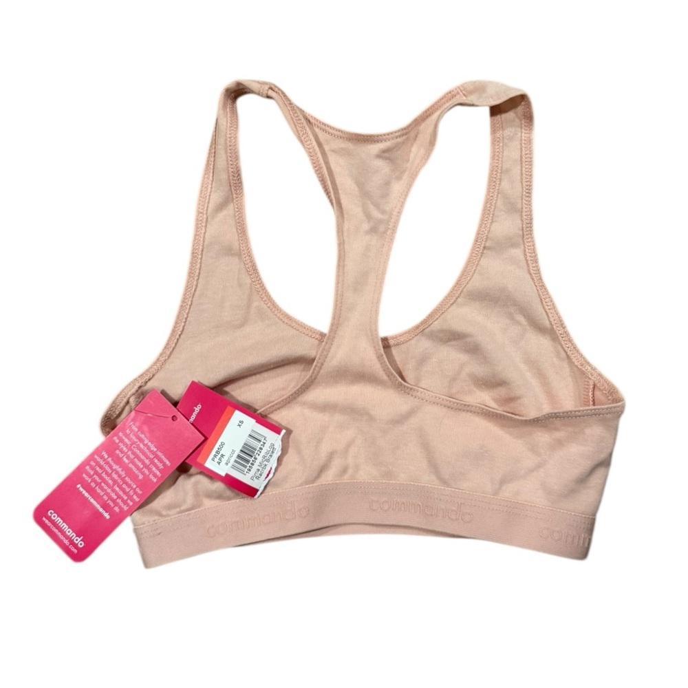 commando Soft-Rib Logo Racerback Bralette Pima Cotton PRB500 Apricot XS - Picture 3 of 5